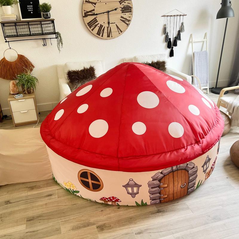 The Original Patented AirFort - Build A Fort in 30 Seconds, Inflatable Fort for Kids, Play Tent for 3-12 years, A Playhouse Where Imagination Runs Wild, Fan not included (Mushroom House) indoor tent