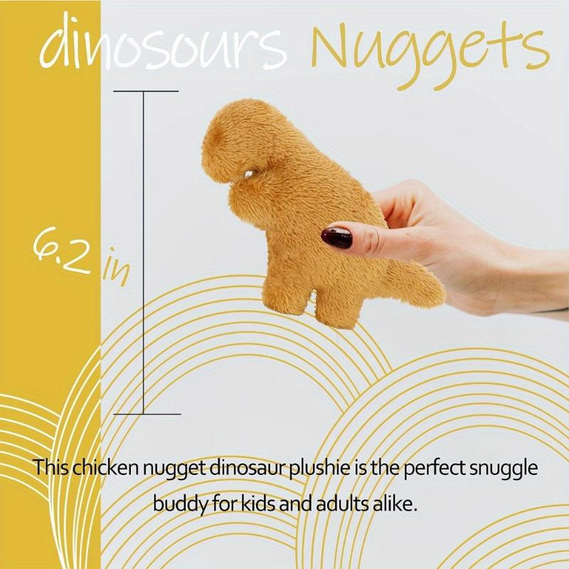 1 5pcs, Dino Chicken Nugget Plush, Realistic Fun Dino Fried Chicken Nuggets Pillow Stuffed Toy For Gift For Boys And Girls, Party Gift, Holiday Gift