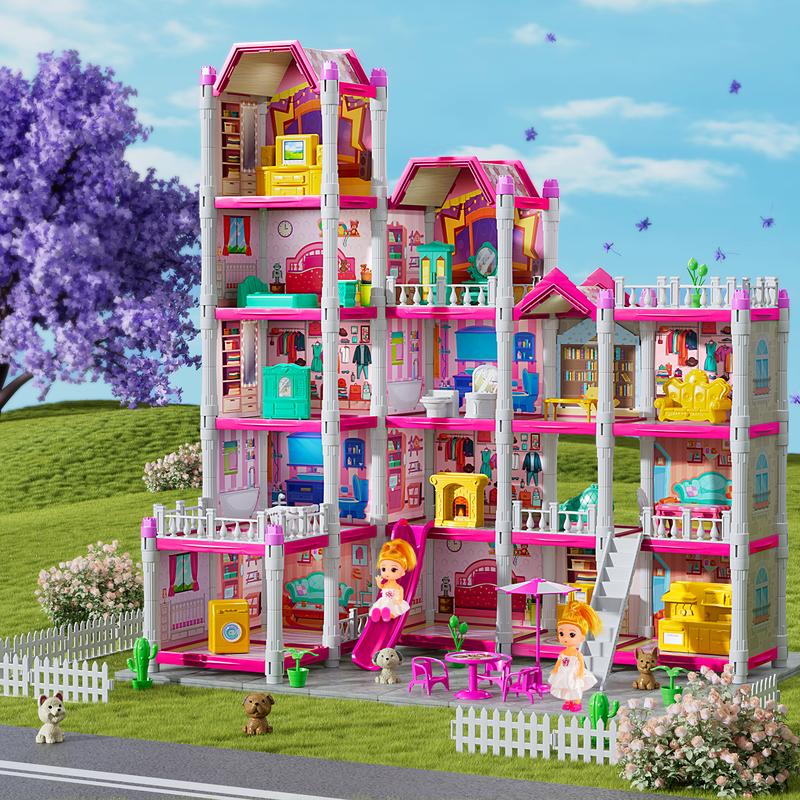 Dolls House Toys - Doll Home, Pretend Home Toy with Accessories and Furniture, Doll Houses Playset Building Toys Dolls Villa