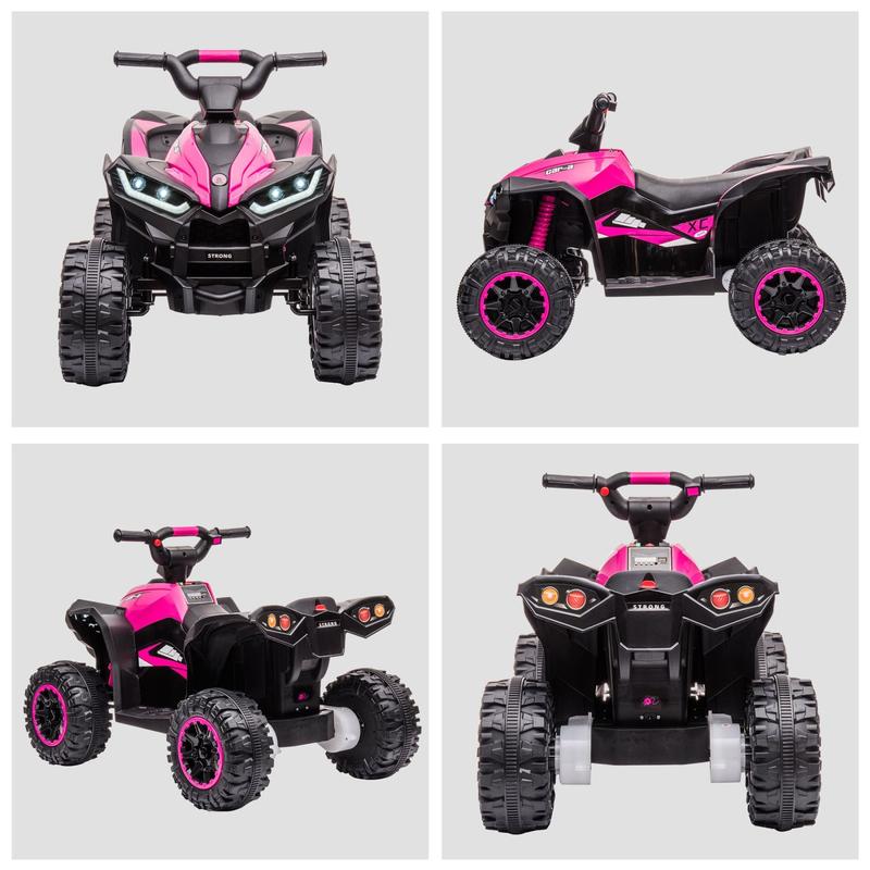 12V Kids ATV Quad Car with Forward & Backward Function, Four Wheeler for Kids with Wear-Resistant Wheels, Music, Electric Ride-on ATV for Toddlers Ages 3-5 Years Old, Pink