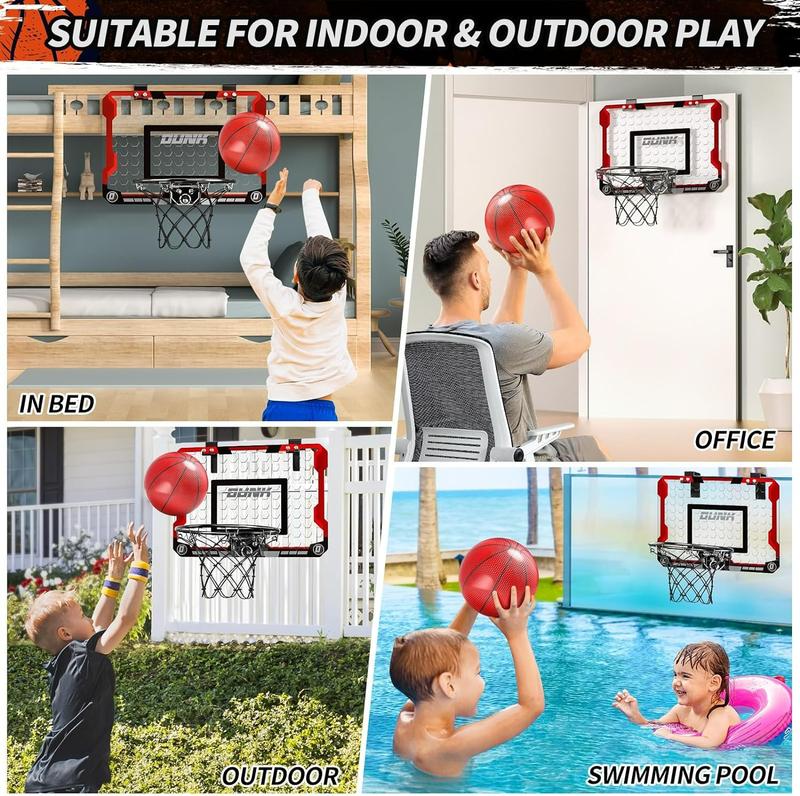 Indoor Basketball Hoop, Door Room Basketball Hoop, Mini Basketball Hoop with 4 Balls & Electronic Scoreboard, Basketball Game Toys, Basketball Hoop for Door with 4 Balls, Basketball Hoop Indoor