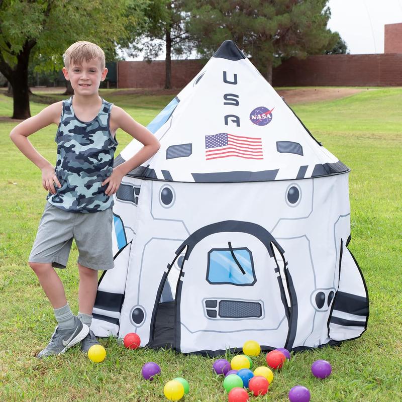 Christmas 2024 Gifts Rocket Ship Play Tent Pop up Play Tent Indoor Outdoor Spaceship Playhouse Tent Set