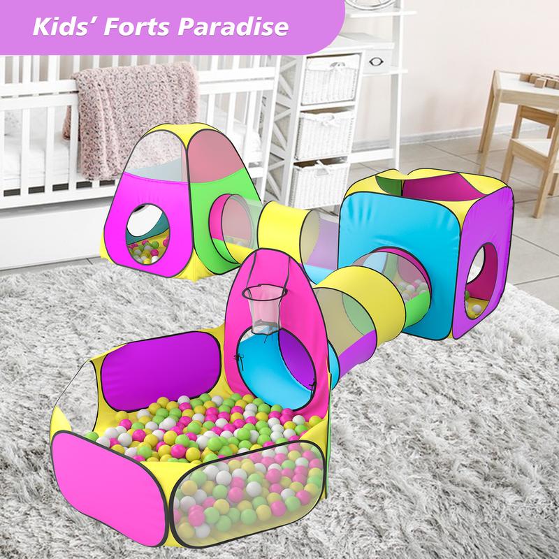 5pc Kids Play Tent Set with Tunnels, Ball Pit & Target Game – Perfect Indoor Outdoor Playhouse for Boys and Girls