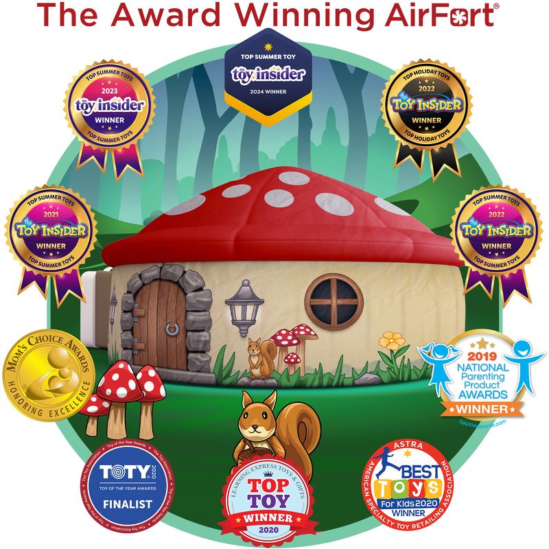 The Original Patented AirFort - Build A Fort in 30 Seconds, Inflatable Fort for Kids, Play Tent for 3-12 years, A Playhouse Where Imagination Runs Wild, Fan not included (Mushroom House) indoor tent