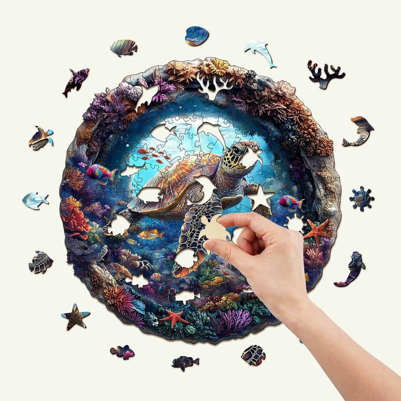 3D Turtle Wooden Jigsaw Puzzle - Educational Toy for Kids and Adults 3d  wooden