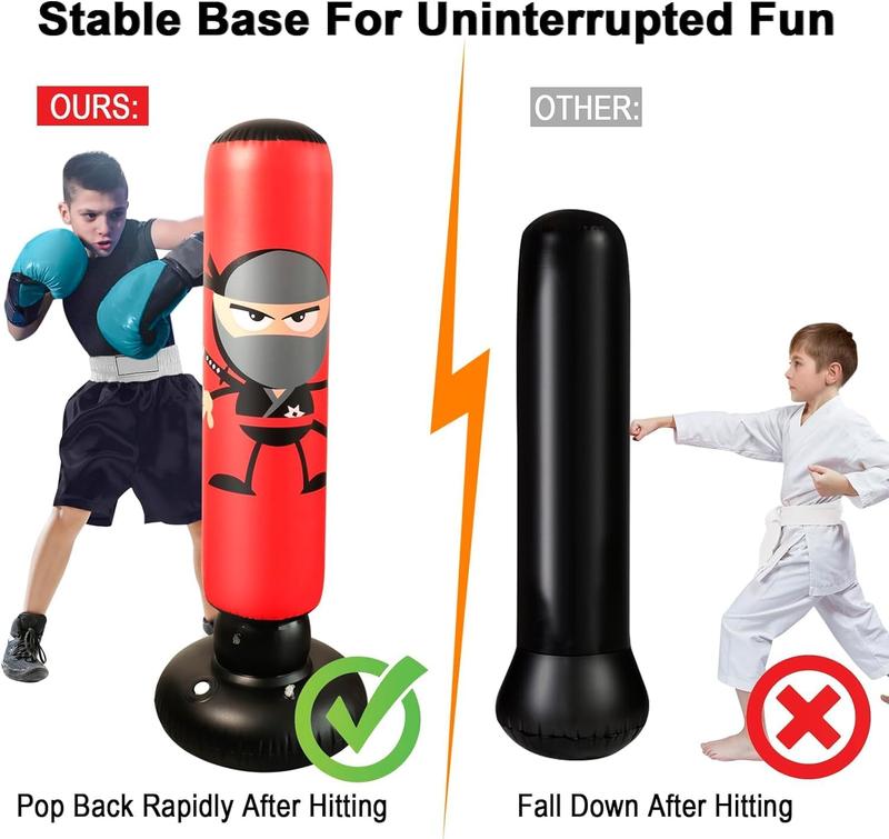 63inch Kids Punching Bag,Inflatable Boxing Bag Toy for Boys Age 5-10, Ninja Toys for Boys, Christmas,Birthday Gifts for Kids 5,6,7,8,9,10 Years Old