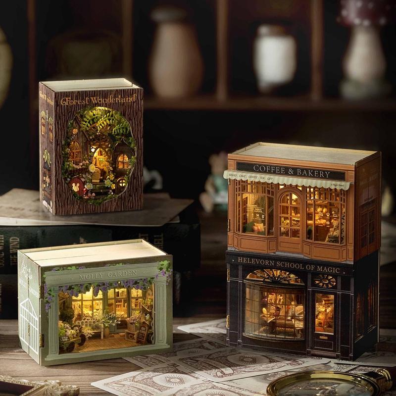 Christmas Fantasy Magic Cube Series DIY Miniature Dollhouse Cabin, 1 Box DIY Creative Home Bedroom Decoration, Wooden Handmade 3D Puzzle Model Toy, Thanksgiving Christmas Gift Set, Compacthouse, Childlike Toys, Compact House Deshae