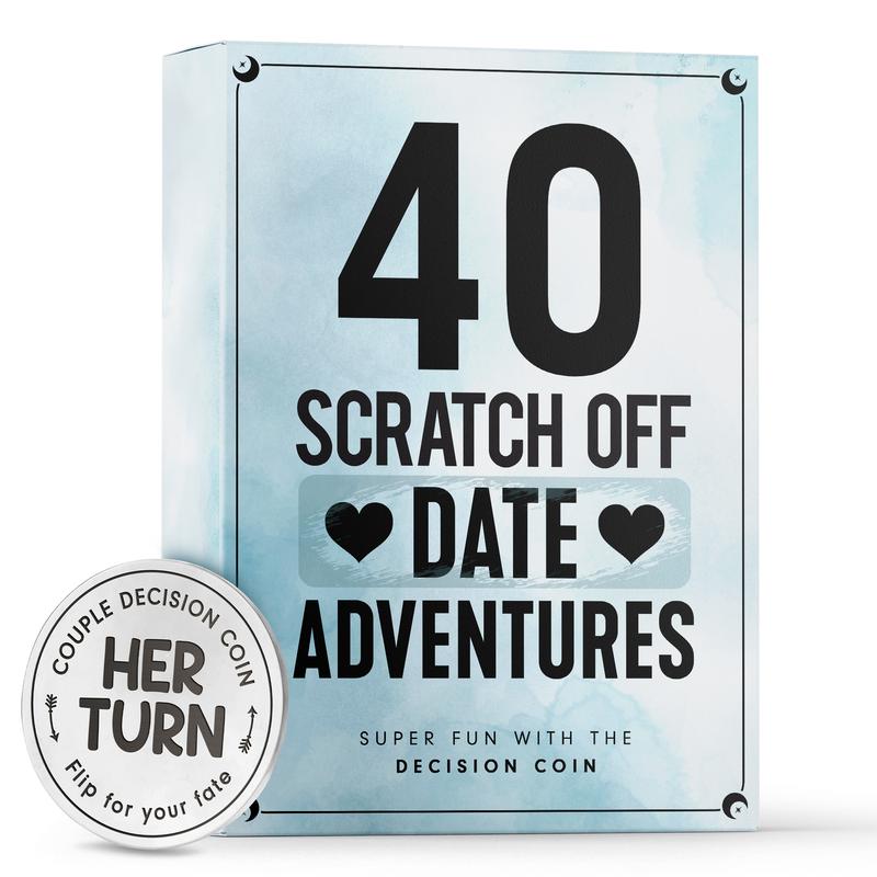 LOVEVIBE Date Night Ideas Card Game - 40 Scratch Off Dating Ideas with Decision Coin- Couples Gift