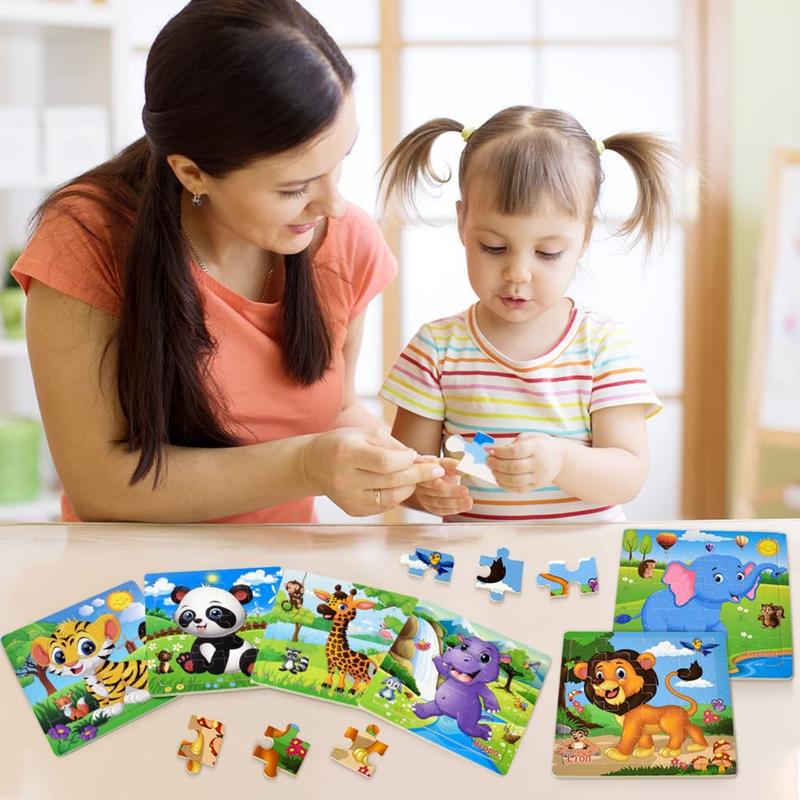 Puzzles for Kids Ages 3-5 Kids Wooden Toys Montessori Learning Education Preschool Sets Gift for Boy Girl 3 4 5+ Years Old, Pack of 6