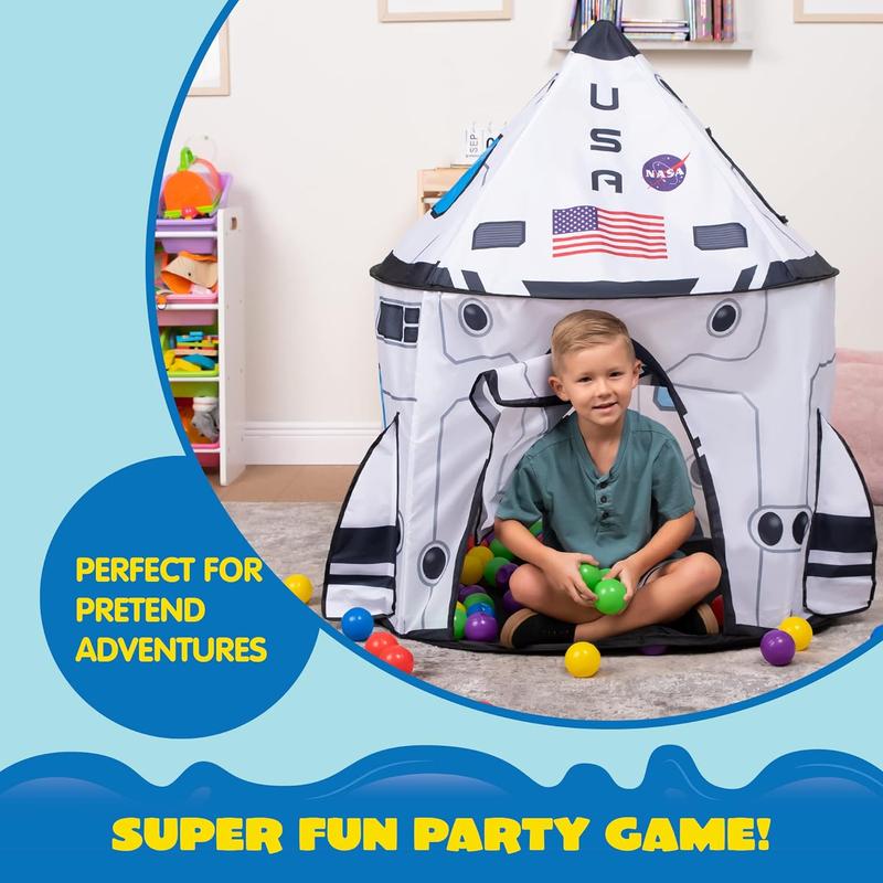 Christmas 2024 Gifts Rocket Ship Play Tent Pop up Play Tent Indoor Outdoor Spaceship Playhouse Tent Set