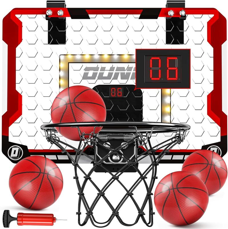 Indoor Basketball Hoop, Door Room Basketball Hoop, Mini Basketball Hoop with 4 Balls & Electronic Scoreboard, Basketball Game Toys, Basketball Hoop for Door with 4 Balls, Basketball Hoop Indoor