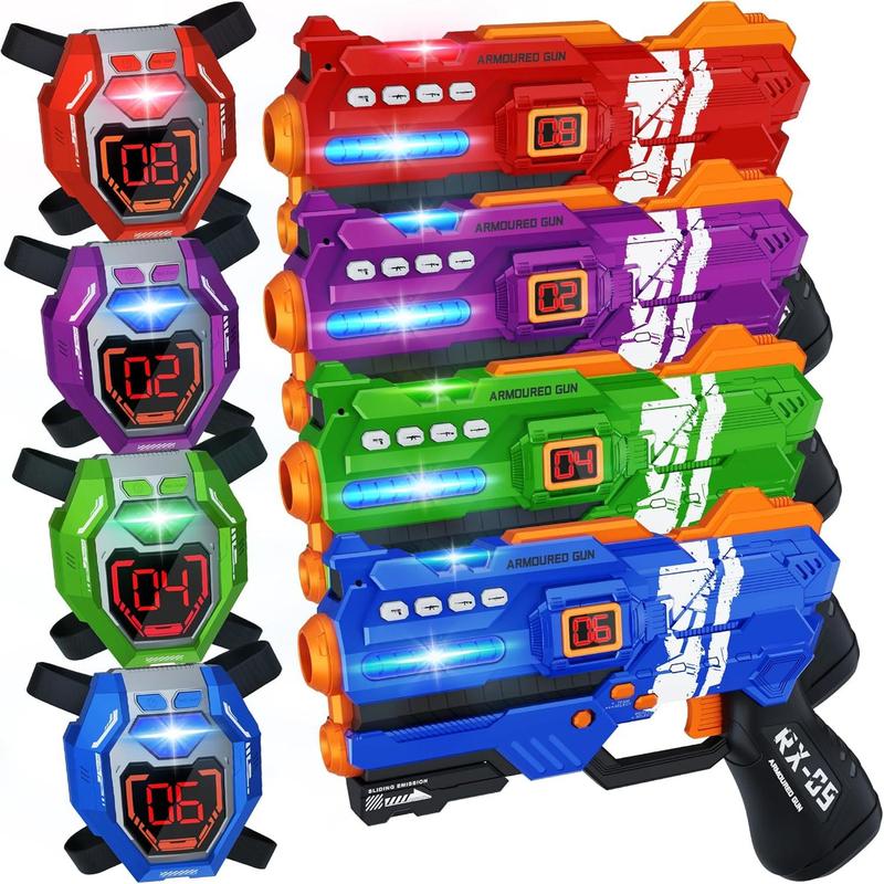 Laser Tag Guns Set of 4 Laser Tag Guns with Digital LED Score Display Vests,Gifts for Teens and Adults Boys & Girls,Adults and Family Fun,Gift for Kids Ages 8 Year Old Boy