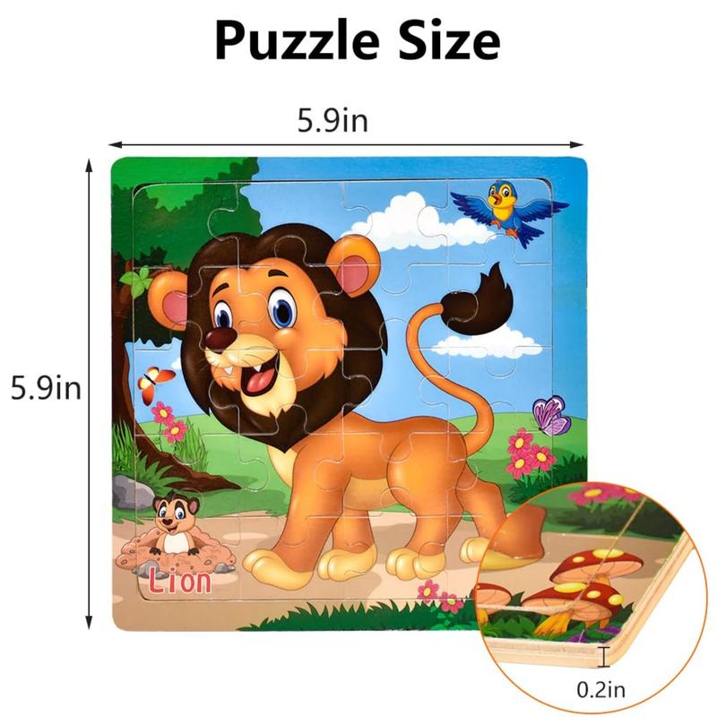 Puzzles for Kids Ages 3-5 Kids Wooden Toys Montessori Learning Education Preschool Sets Gift for Boy Girl 3 4 5+ Years Old, Pack of 6