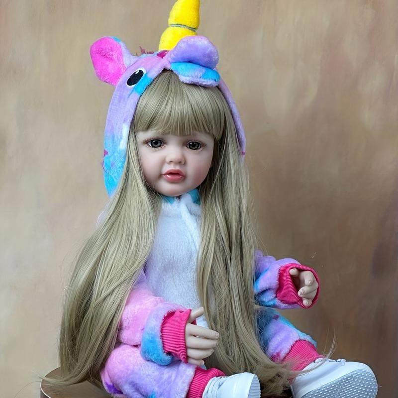 MADOLL 55cm 22 In Reborn Doll With Blonde Long Hair, Full Silicone Body Lifelike Realistic Princess Doll