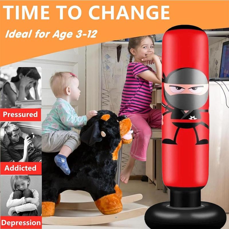 63inch Kids Punching Bag,Inflatable Boxing Bag Toy for Boys Age 5-10, Ninja Toys for Boys, Christmas,Birthday Gifts for Kids 5,6,7,8,9,10 Years Old