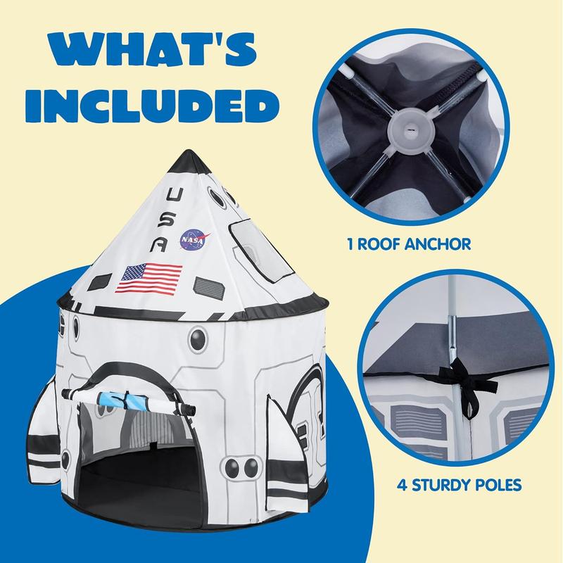 Christmas 2024 Gifts Rocket Ship Play Tent Pop up Play Tent Indoor Outdoor Spaceship Playhouse Tent Set