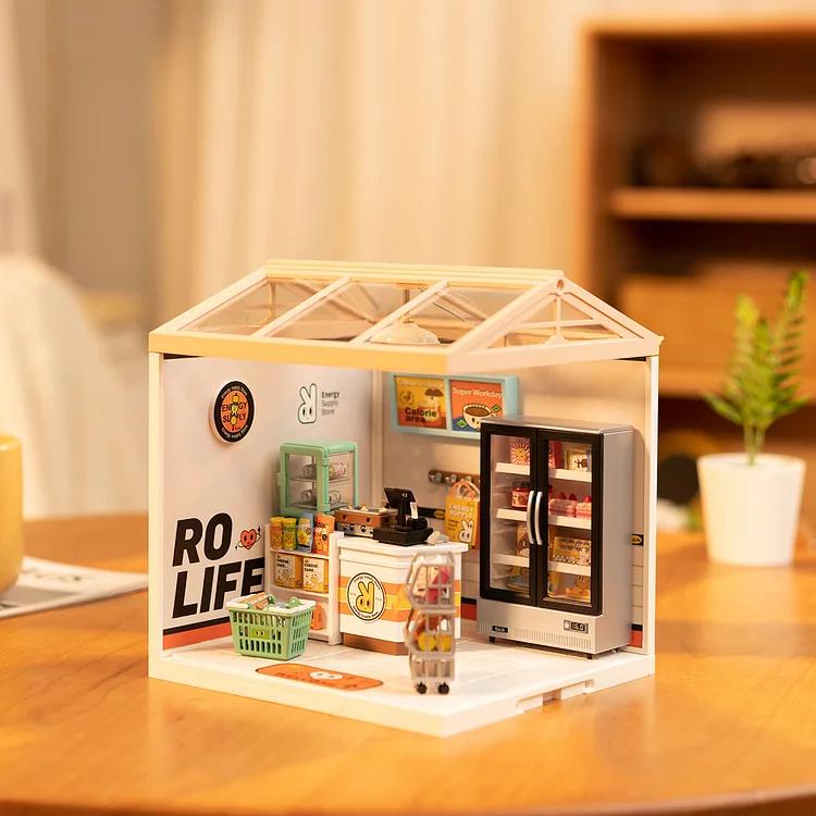 Rolife DIY Miniature Dollhouse Kit for Girls Mini House with Accessories Model Supply Store Kit with LED to Build Decent Birthday Gift