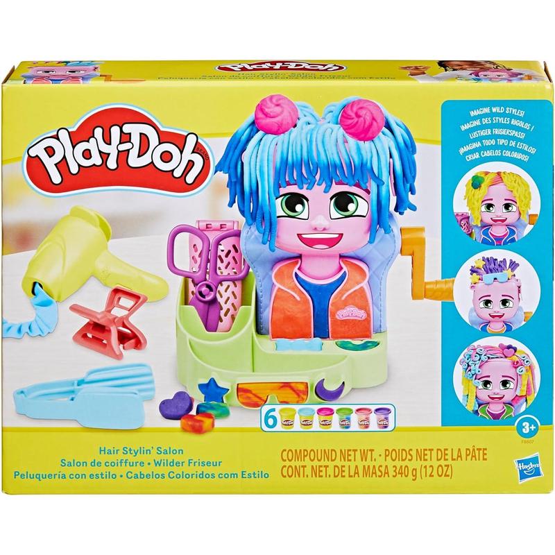 Play-Doh Hair Stylin' Salon Playset with 6 Cans, Pretend Play Toys for Girls and Boys Ages 3 and Up