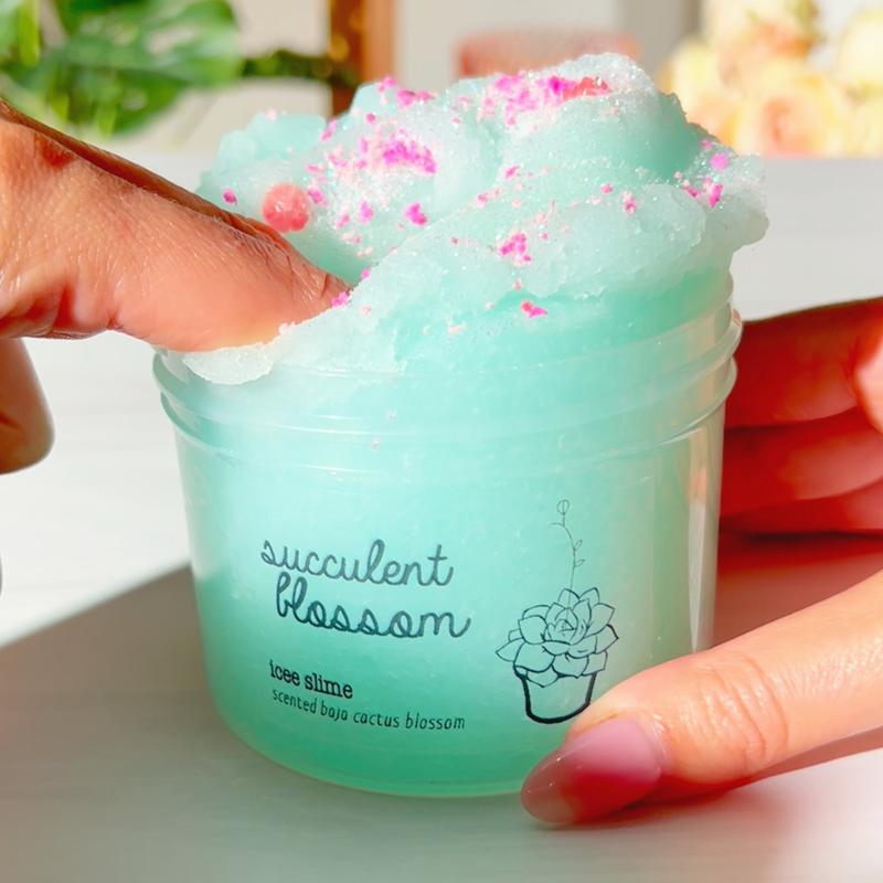 Succulent Blossom • Teal Icee Slime • Slime with Sprinkles • Baja Cactus Blossom Scented Slime