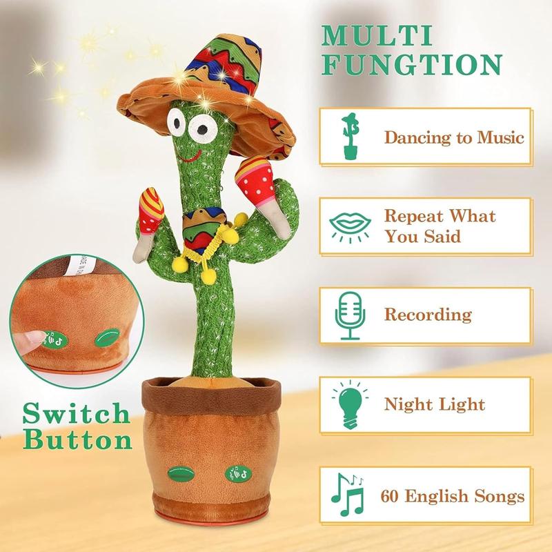 Emoin Dancing Cactus and Giraffe Stuffed Animal Light Up Toys Repeat What You Say Giraffe Gifts,Birthday Gift,Christmas gift