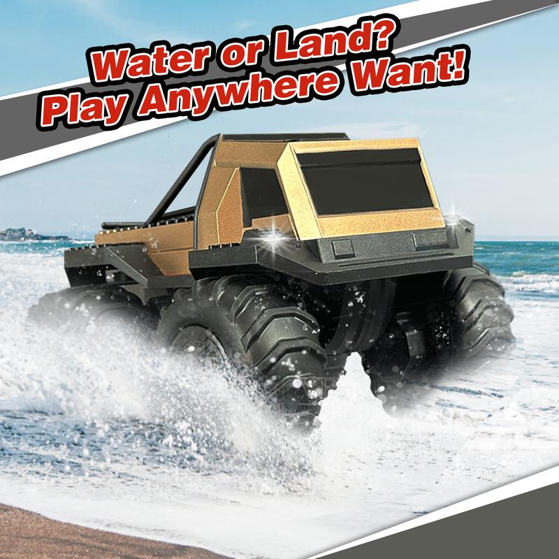 Gold Green Amphibious Remote Control Car Toys for Boys 2.4GHz 1:16 All Terrain Off-Road RC Car Waterproof RC Monster Truck Kids Pool Toys Remote Control Boat Gifts for Kids Boys