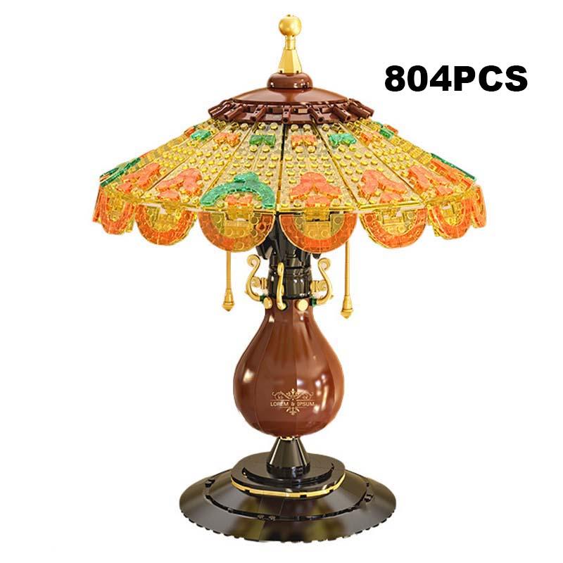 BARWEER-804PCS Creative Ideas Retro Table Lamp Building Blocks Vintage Light Desktop Decoration Model Bricks Toy For Children Adult Gift