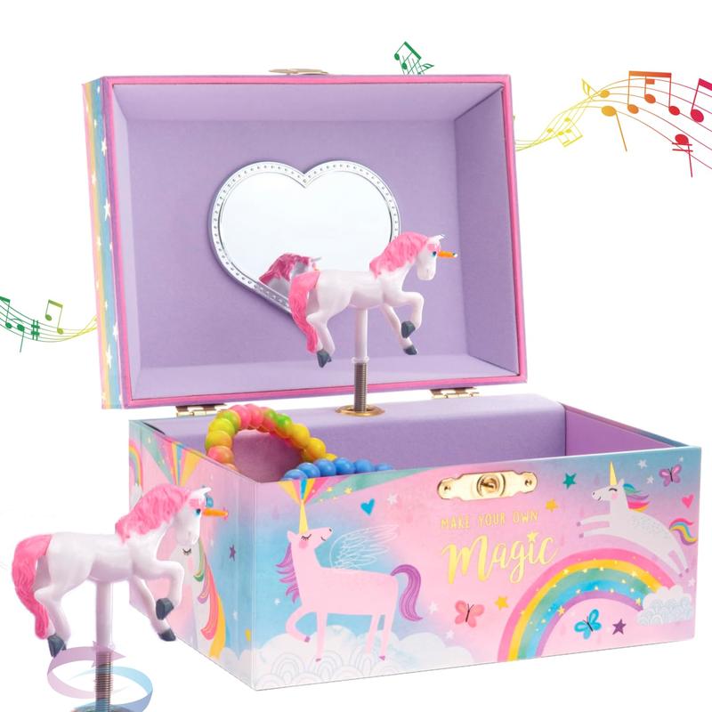 Christmas gift for kids Jewelry Box for Girls, Cotton Candy Unicorn Musical Jewelry Boxes, The Beautiful Dreamer Tune and Spinning Unicorn Doll, Toys for Girls