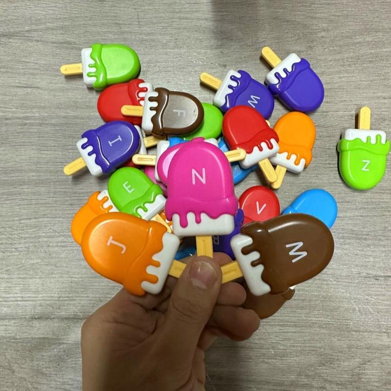 Ice Cream Shaped Alphabet Letters Matching Toy, 52pcs set Counting Toy, Learning Toy for Boys Girls, Fine Motor Skills Toys