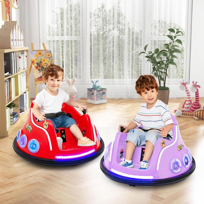 12V Toddler Bumper Car, Battery Powered Baby Ride on Bumper Car, Dual Joysticks, Flashing LED Light & Music,360 Degree Spin, Electric Vehicle Ride on Toys w Remote Control, Gift for Boys Girls.