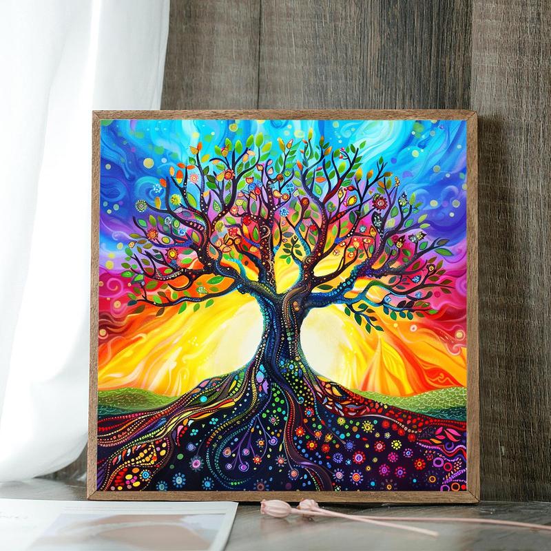 Tree Pattern DIY Diamond Art Painting Kit without Frame, DIY 5D Diamond Art Paint Kit, Wall Art Decor for Home Living Room Bedroom