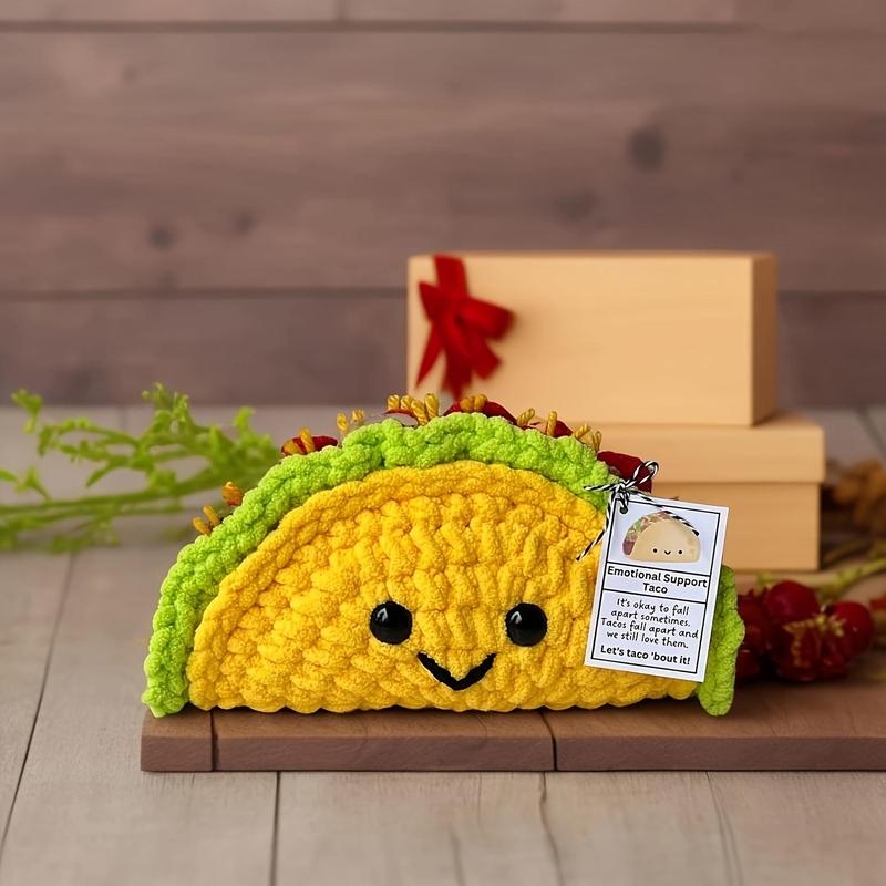 Cute Taco Design Crochet Kit, Handmade Knitting Kit with Front Card, Perfect for Birthday Present Or Room Decoration