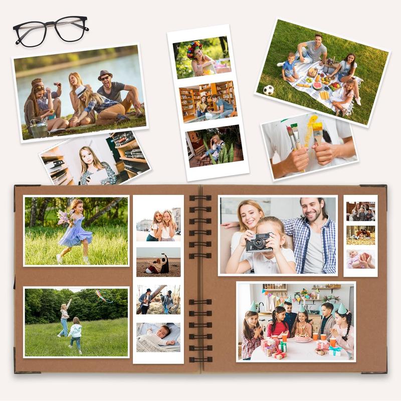 60 Brown Blank Pages Scrapbooks, Hardcover Photo Album Scrapbook, Kraft Paper Memory Book, Traveling, Birthday & Holiday - 8x8 inches