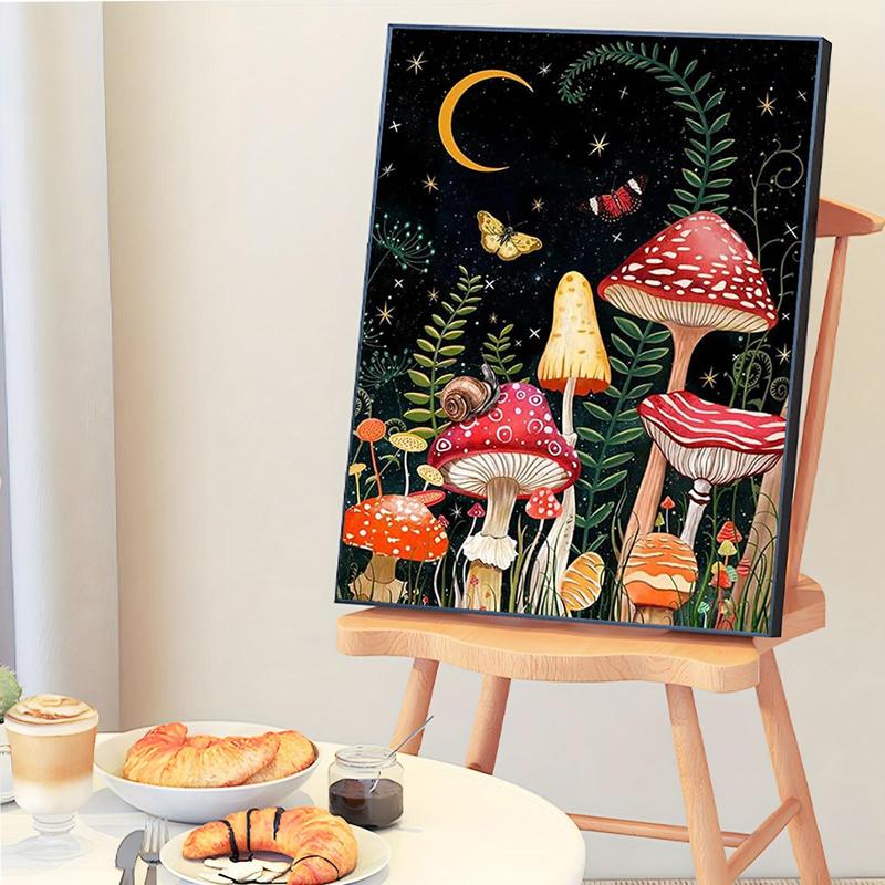 Mushroom Pattern DIY Painting By Numbers Kit, 1 Set DIY Paint By Numbers Kit, DIY Wall Art Painting for Home Bedroom Living Room Decor