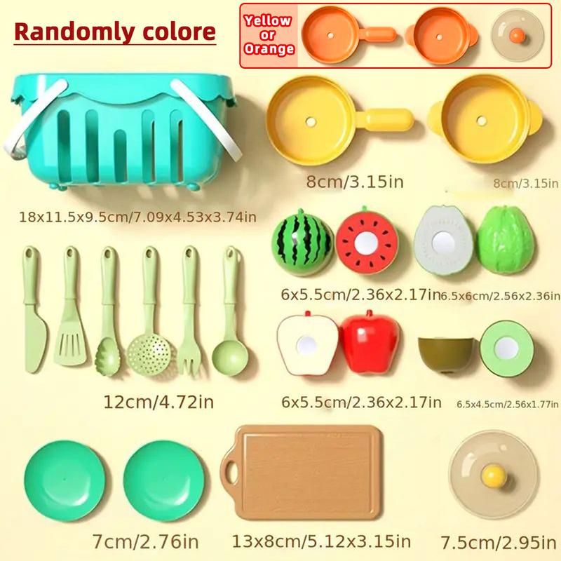 Fun Cutting Food, Fruit And Vegetable Toys, Pretending Food Toy Set, Suitable For Children, Girls, And Boys, Early Basic Skills Development 17 Pieces(Accessories Color Random)