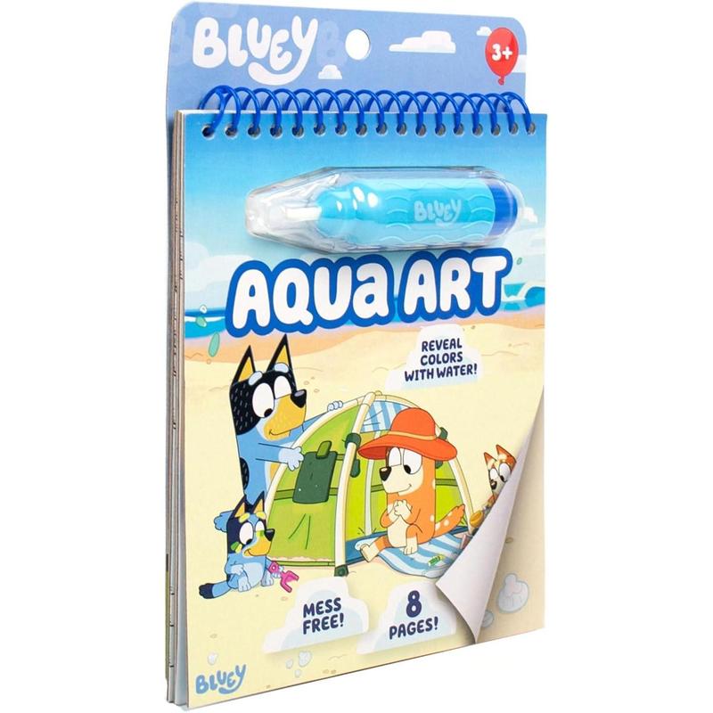 Horizon Group USA Bluey Aqua Art - Reusable Water Reveal Activity Pages With Water Pen for No-Mess Drawing and Coloring