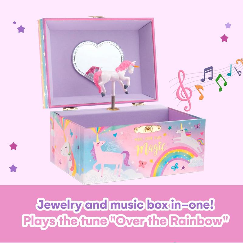 Christmas gift for kids Jewelry Box for Girls, Cotton Candy Unicorn Musical Jewelry Boxes, The Beautiful Dreamer Tune and Spinning Unicorn Doll, Toys for Girls