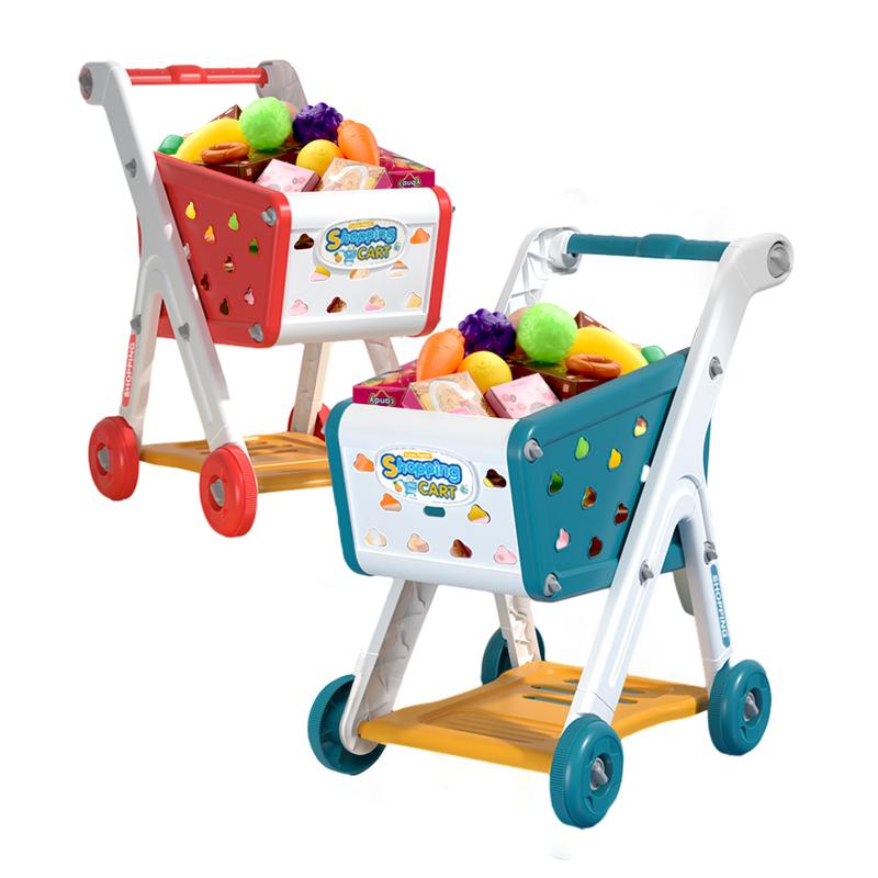 Shopping Cart with Pretend Food, 26 Pcs Toy Series