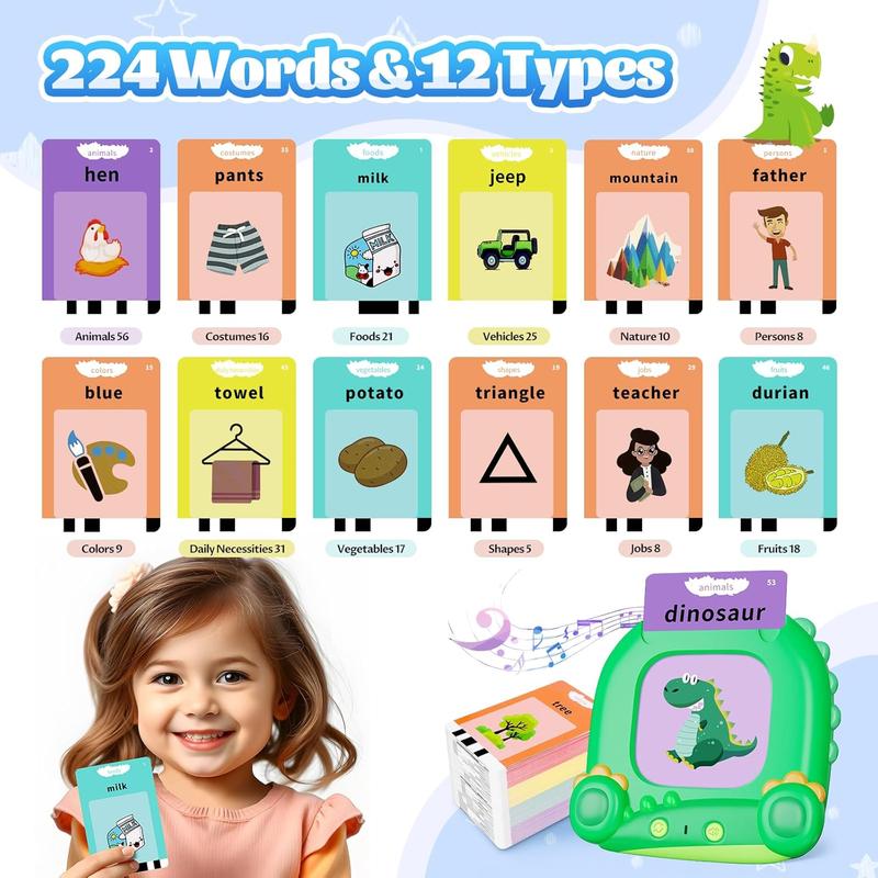 Talking Flash Cards, Kids Learning Toys, Speech Therapy Toys, Montessori Learning Educational Present for 3+ Year Old Boys and Girls with 224 Sight Words