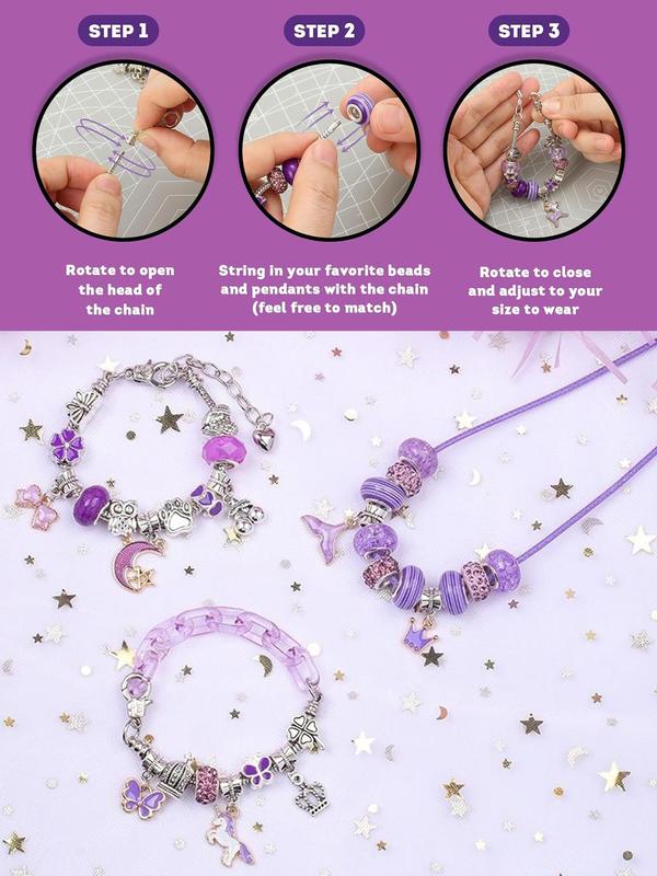 Princess Themed Beads & Charms & Accessories Set, Cute Colorblock Beads for Bracelet Making, DIY Jewelry Making Kit for Teenager