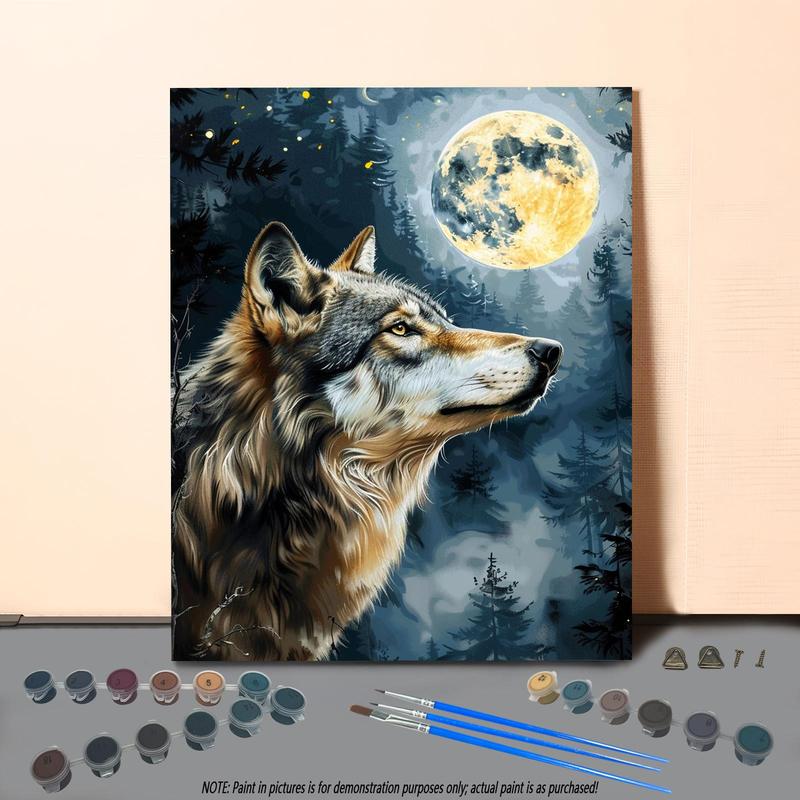 Wolf Pattern DIY Painting By Numbers Kit without Frame, 1 Set Frameless Paint by Number Kit for Beginner, Wall Art Decoration for Living Room Bedroom