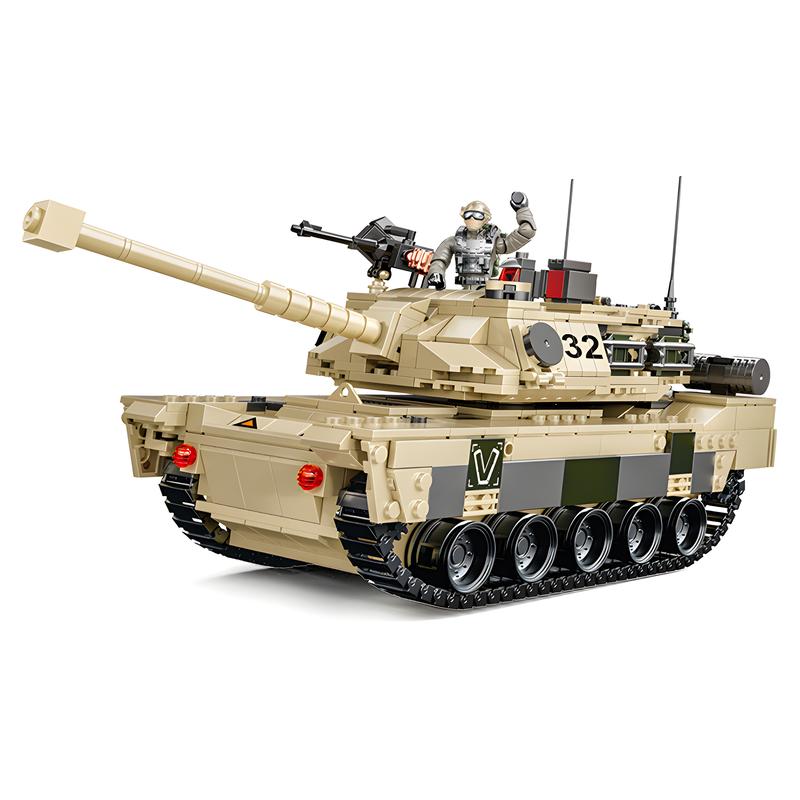 HI-REEKE M1A2 Tank Building Block Set, WW2 Military Abrams Toy for Boy