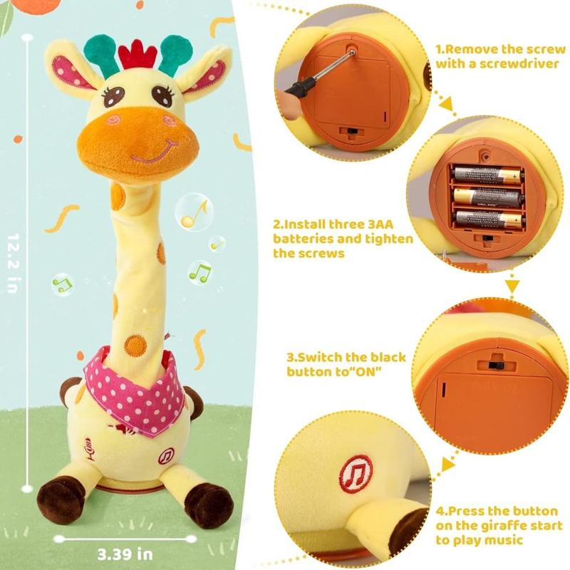 Emoin Dancing Cactus and Giraffe Stuffed Animal Light Up Toys Repeat What You Say Giraffe Gifts,Birthday Gift,Christmas gift