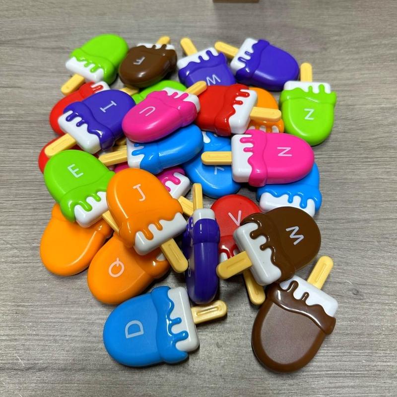 Ice Cream Shaped Alphabet Letters Matching Toy, 52pcs set Counting Toy, Learning Toy for Boys Girls, Fine Motor Skills Toys