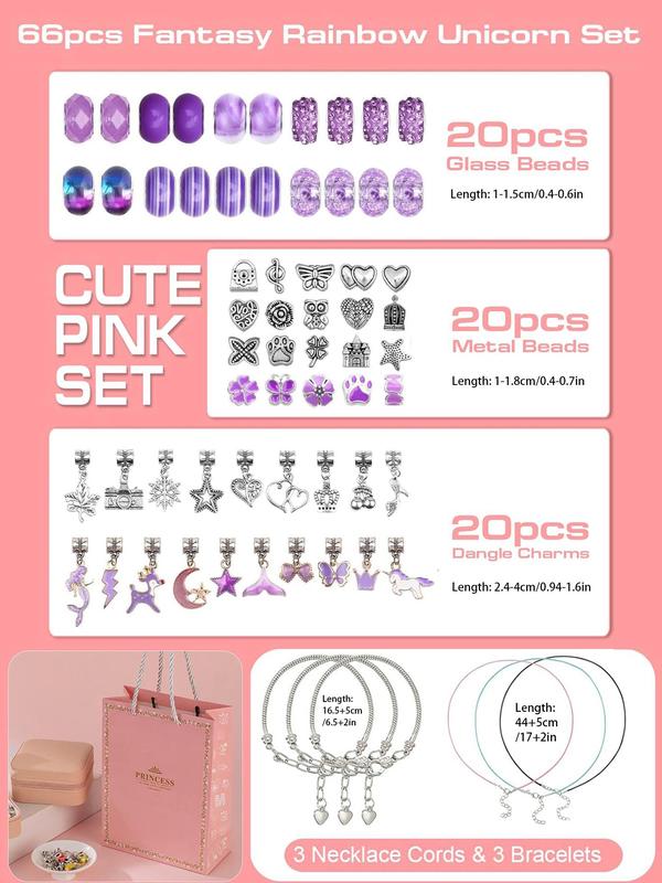 Princess Themed Beads & Charms & Accessories Set, Cute Colorblock Beads for Bracelet Making, DIY Jewelry Making Kit for Teenager