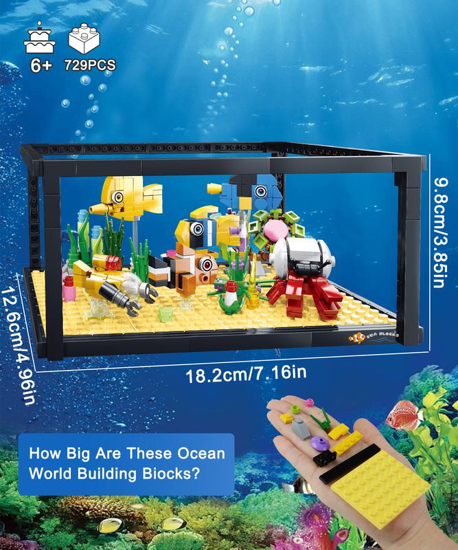 8 in 1 Creator Fish Tank Aquarium Building Blocks Toys Sets,STEM Educational Toys for Kids 8+,Birthday Christmas Date Gifts for Kids and Adults (729PCS)