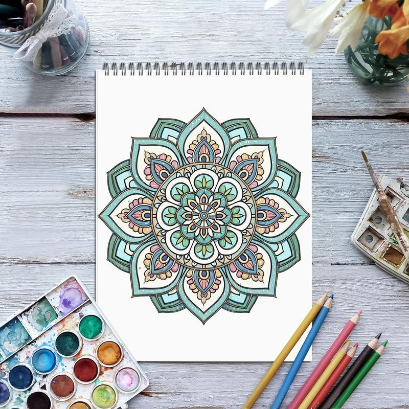 Regular Mandala Theme Coloring Painting, Delicate Closed-loop Design Pattern Layered From The Inside To The Outside, Perfect Gift