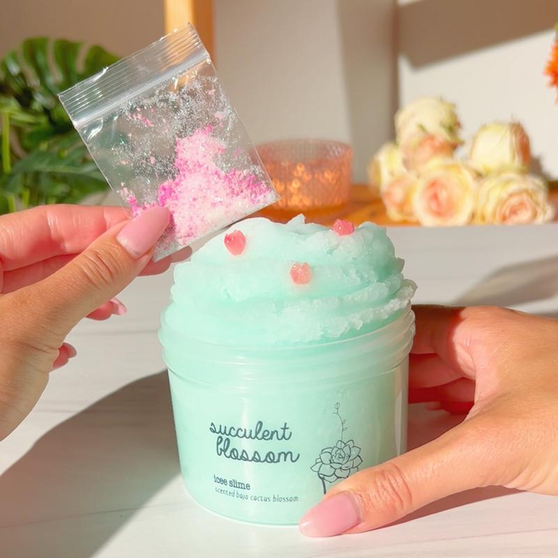 Succulent Blossom • Teal Icee Slime • Slime with Sprinkles • Baja Cactus Blossom Scented Slime