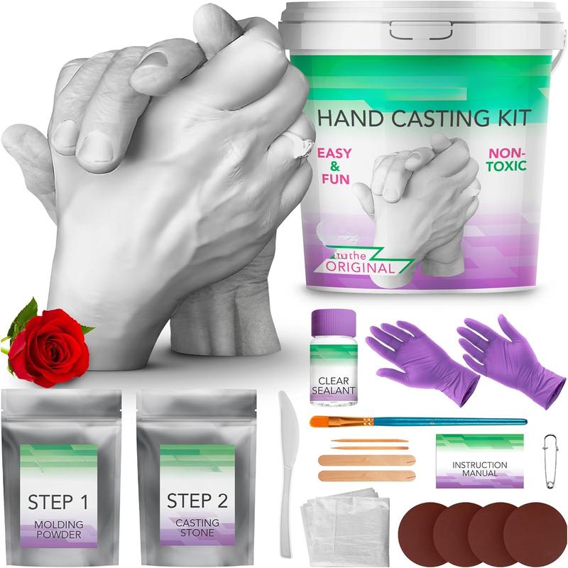 Hand Casting Kit – Couples Gifts Idea, Anniversary for Couple Gift, Mothers Day Gifts, Fun Date Night Ideas, Gift for Women and Men, Hand Molding Kit, Valentines Day, Christmas