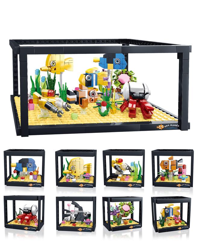 8 in 1 Creator Fish Tank Aquarium Building Blocks Toys Sets,STEM Educational Toys for Kids 8+,Birthday Christmas Date Gifts for Kids and Adults (729PCS)