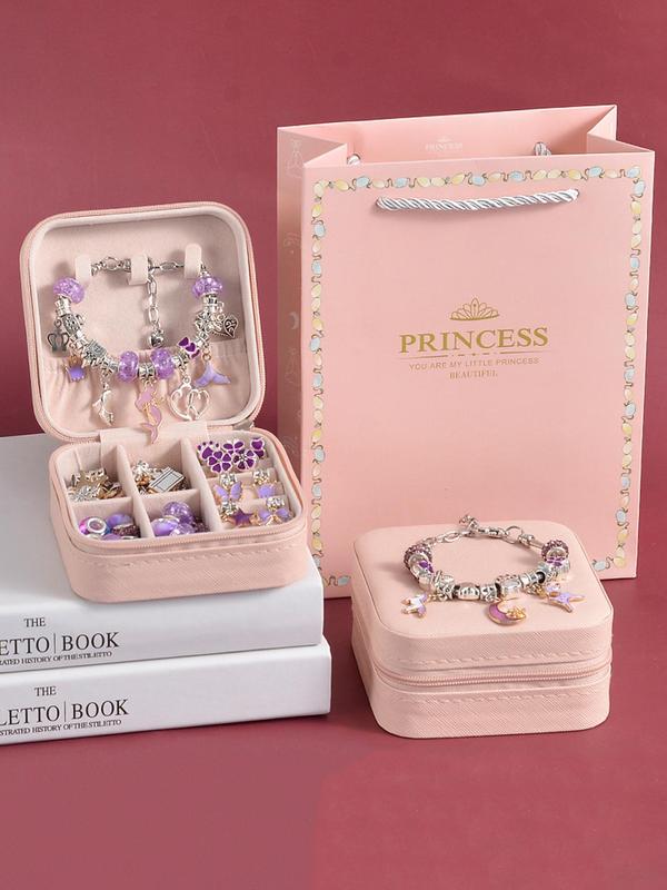 Princess Themed Beads & Charms & Accessories Set, Cute Colorblock Beads for Bracelet Making, DIY Jewelry Making Kit for Teenager